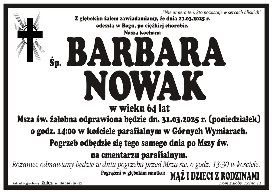 W komentarzach wpisujemy wspomnienia i kondolencje.