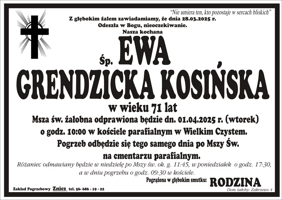 W komentarzach wpisujemy wspomnienia i kondolencje.