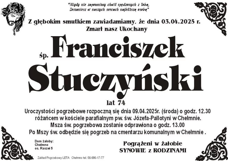 W komentarzach wpisujemy wspomnienia i kondolencje.