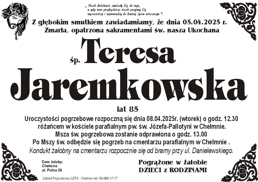 W komentarzach wpisujemy wspomnienia i kondolencje.