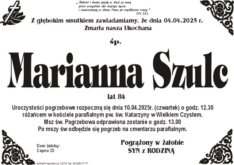 W komentarzach wpisujemy wspomnienia i kondolencje.