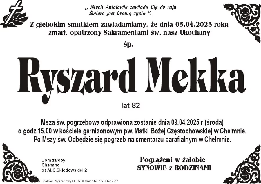 W komentarzach wpisujemy wspomnienia i kondolencje.