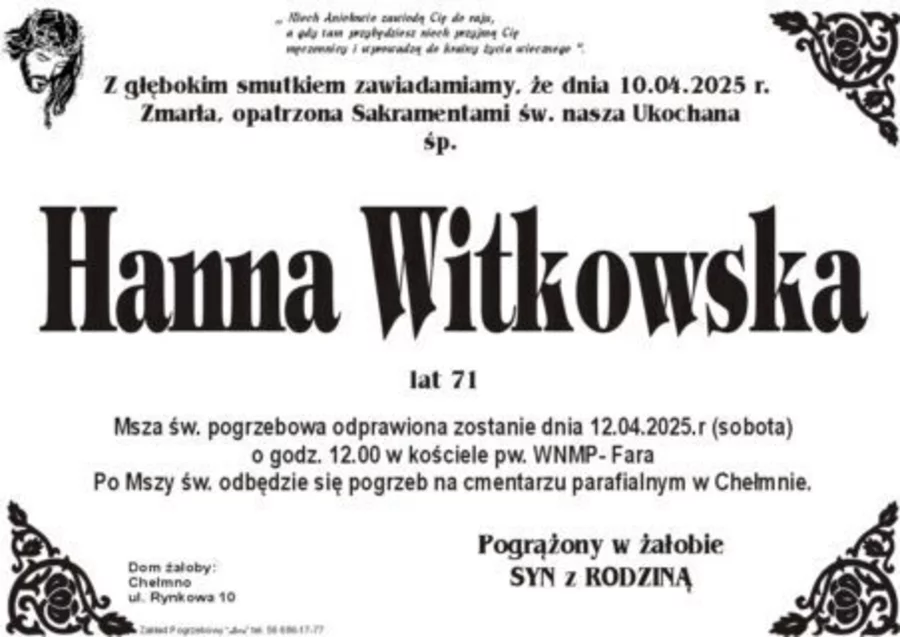 W komentarzach wpisujemy wspomnienia i kondolencje.