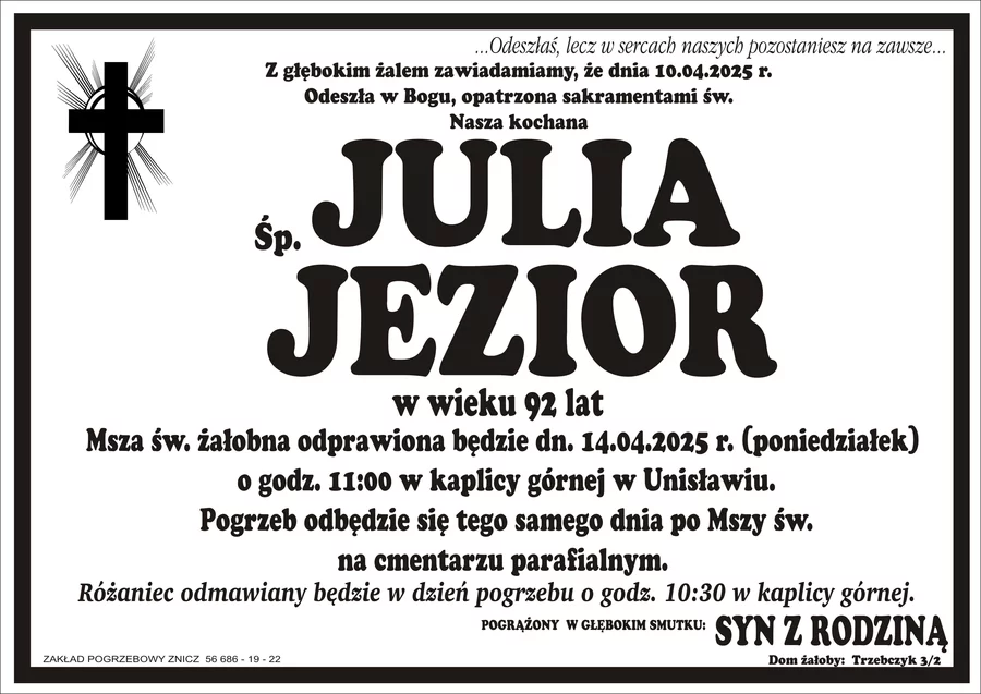 W komentarzach wpisujemy wspomnienia i kondolencje.
