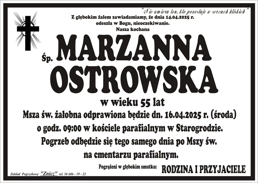 W komentarzach wpisujemy wspomnienia i kondolencje.