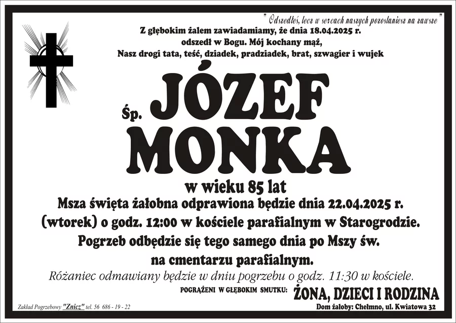 W komentarzach wpisujemy wspomnienia i kondolencje.