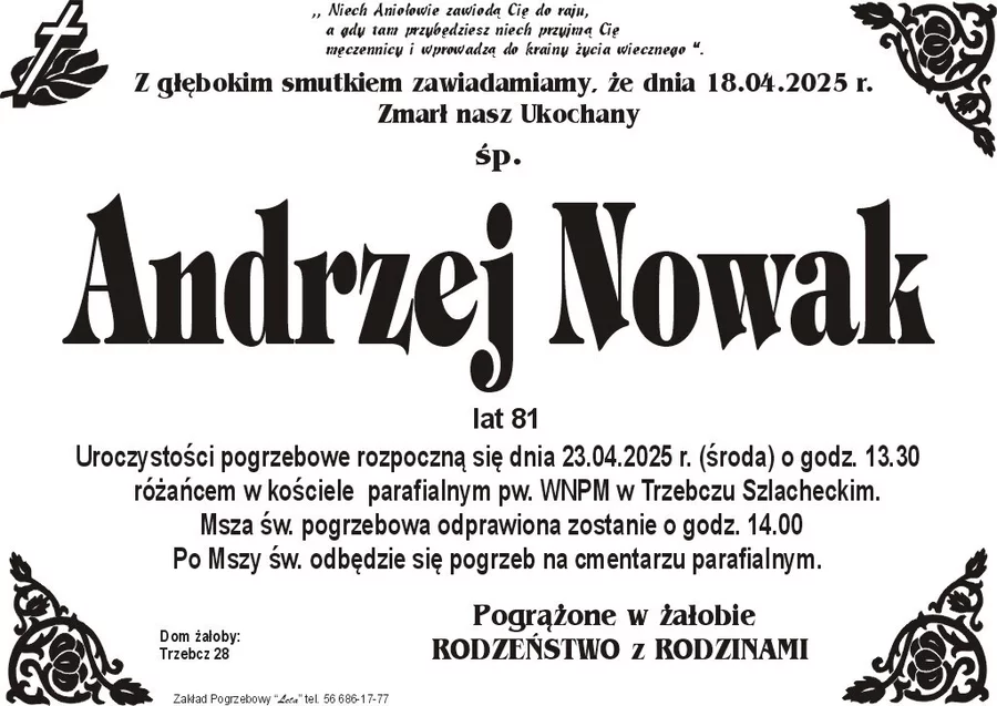 W komentarzach wpisujemy wspomnienia i kondolencje.