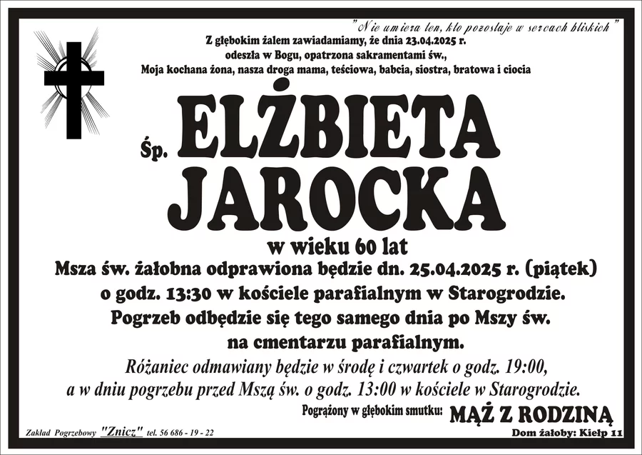 W komentarzach wpisujemy wspomnienia i kondolencje.