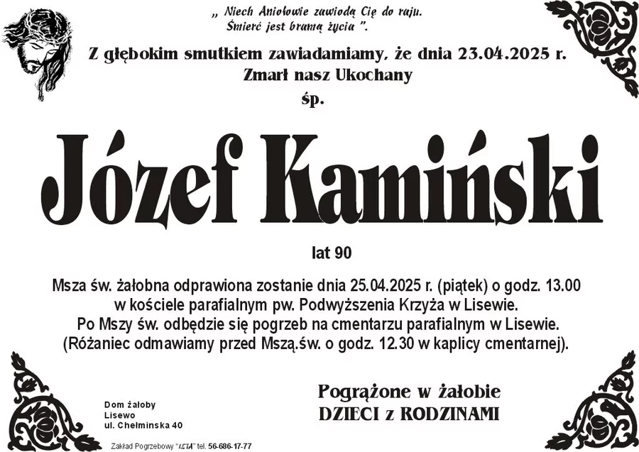 W komentarzach wpisujemy wspomnienia i kondolencje.