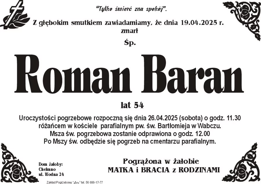 W komentarzach wpisujemy wspomnienia i kondolencje.