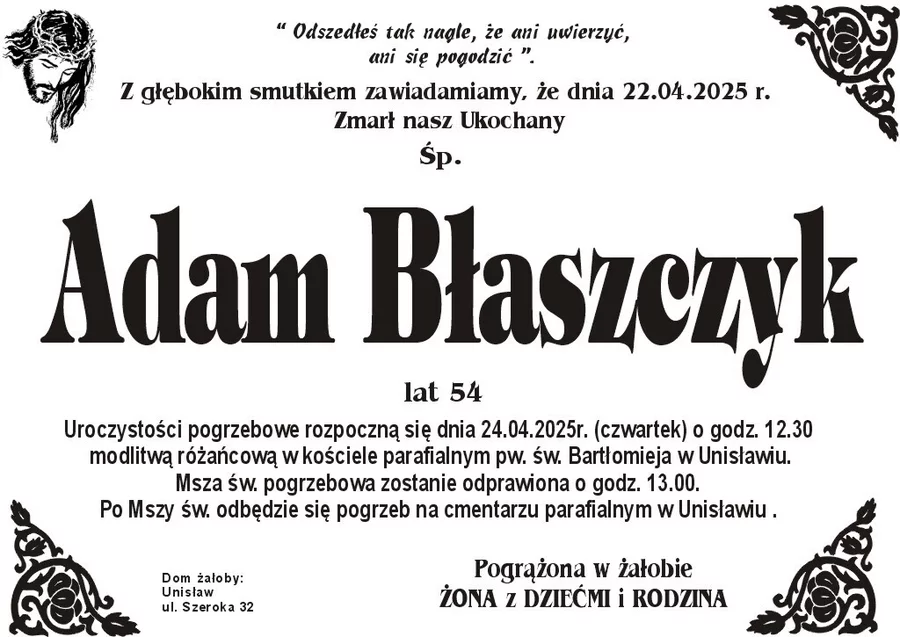 W komentarzach wpisujemy wspomnienia i kondolencje.
