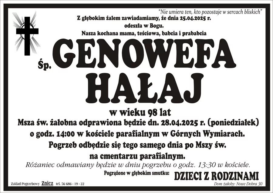 W komentarzach wpisujemy wspomnienia i kondolencje.