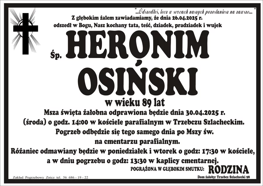 W komentarzach wpisujemy wspomnienia i kondolencje.