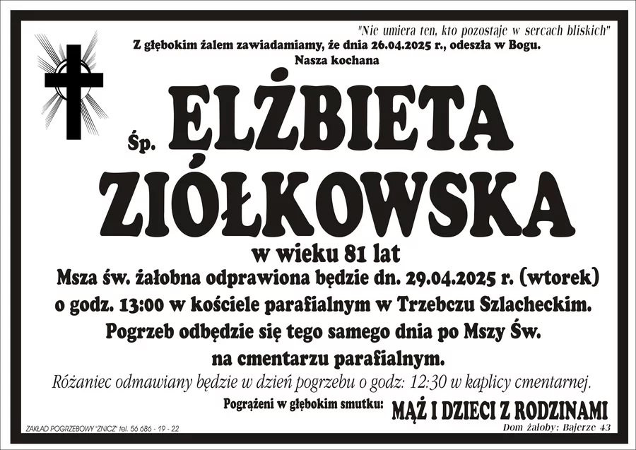 W komentarzach wpisujemy wspomnienia i kondolencje.