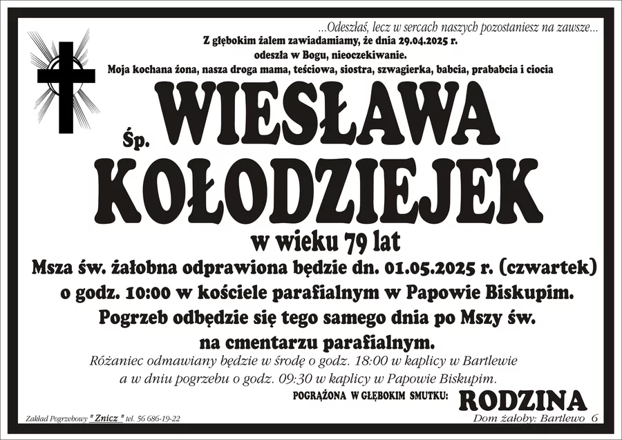 W komentarzach wpisujemy wspomnienia i kondolencje.