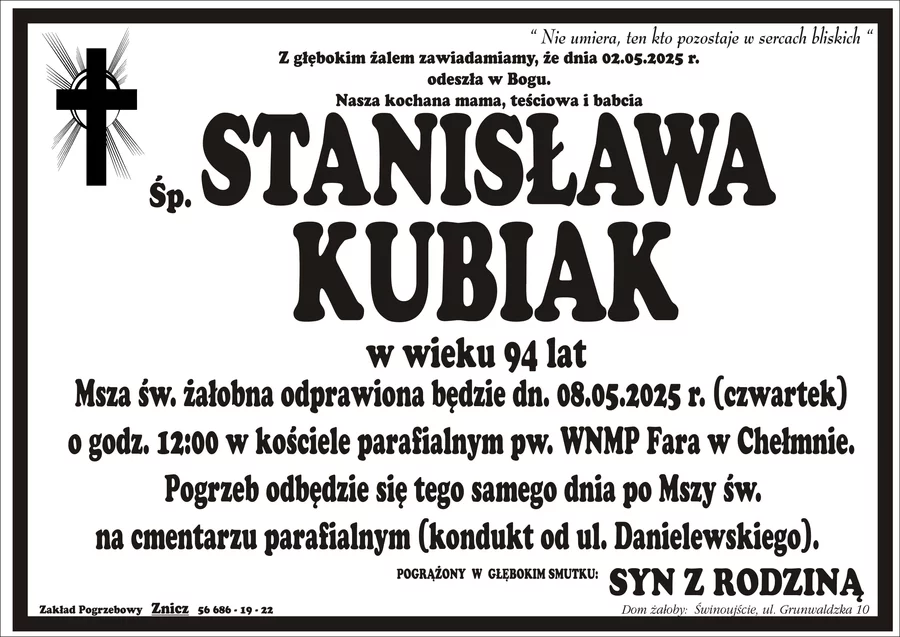 W komentarzach wpisujemy wspomnienia i kondolencje.