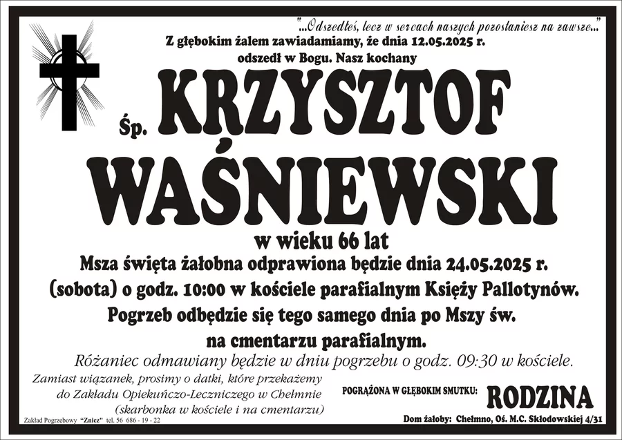 W komentarzach wpisujemy wspomnienia i kondolencje.