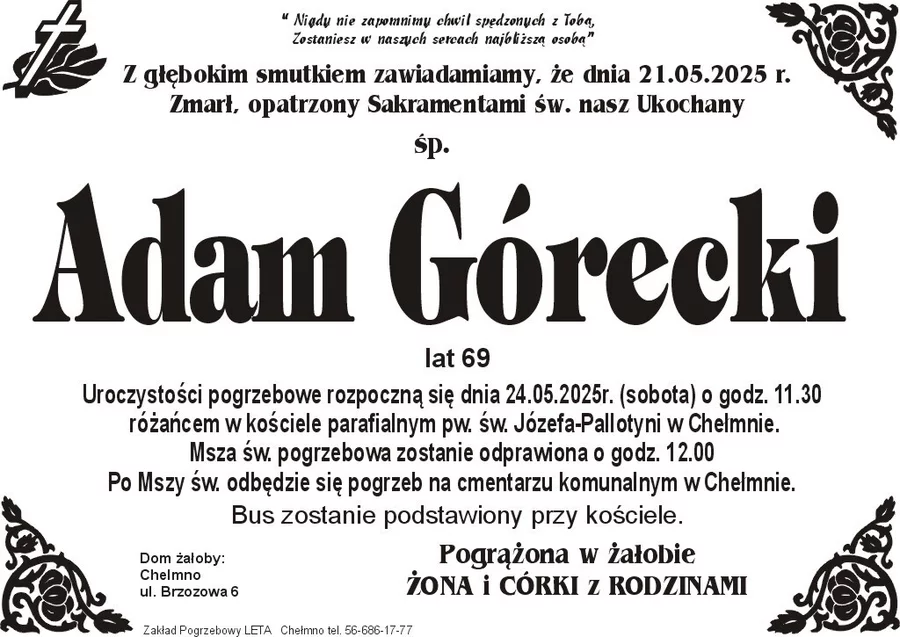W komentarzach wpisujemy wspomnienia i kondolencje.