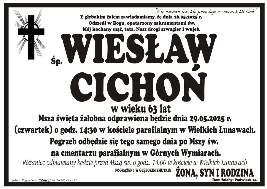 W komentarzach wpisujemy wspomnienia i kondolencje.