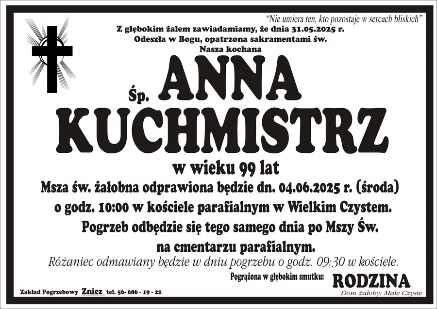 W komentarzach wpisujemy wspomnienia i kondolencje.