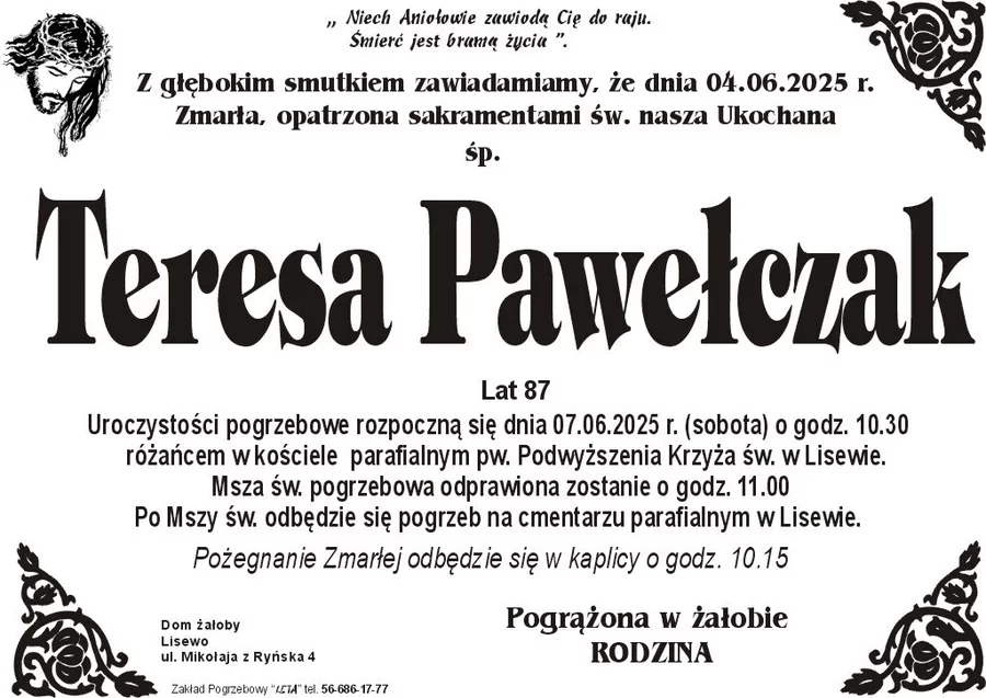 W komentarzach wpisujemy wspomnienia i kondolencje.