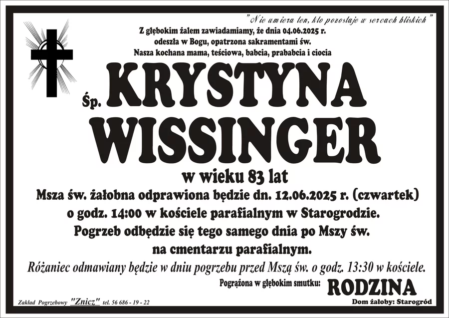 W komentarzach wpisujemy wspomnienia i kondolencje.