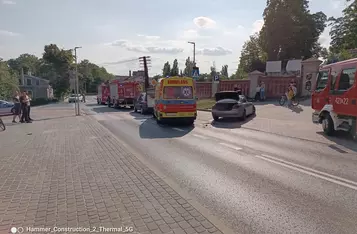 Wypadek na ul. Toruńskiej w Chełmnie/ Fot. OSP Chełmno
