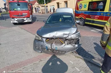 Wypadek na ul. Toruńskiej w Chełmnie/ Fot. OSP Chełmno
