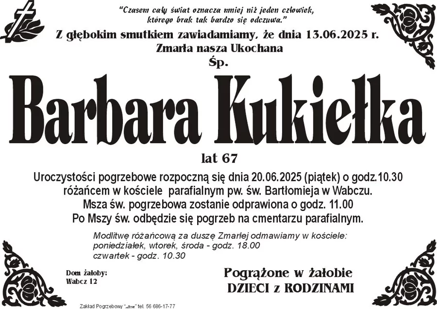 W komentarzach wpisujemy wspomnienia i kondolencje.