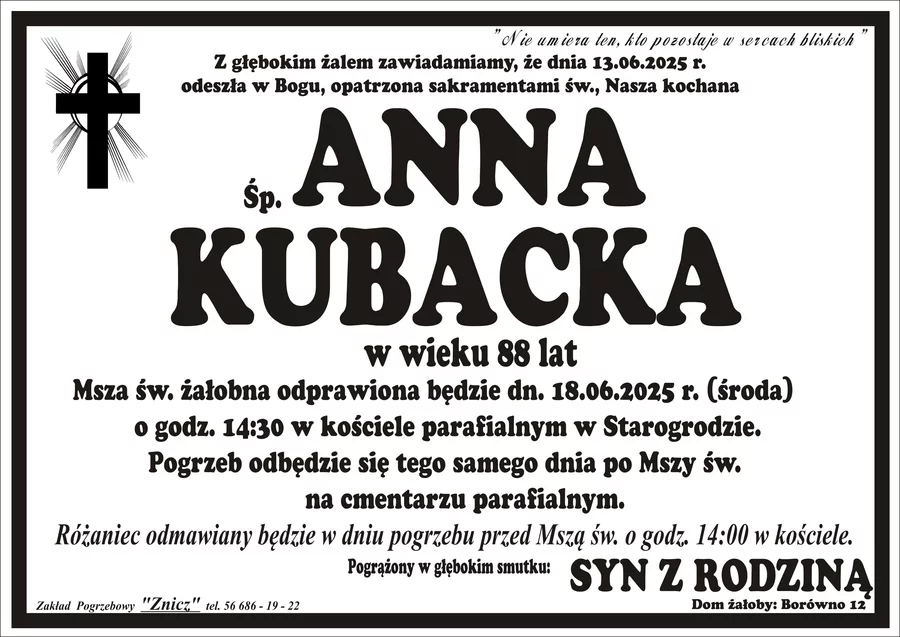 W komentarzach wpisujemy wspomnienia i kondolencje.