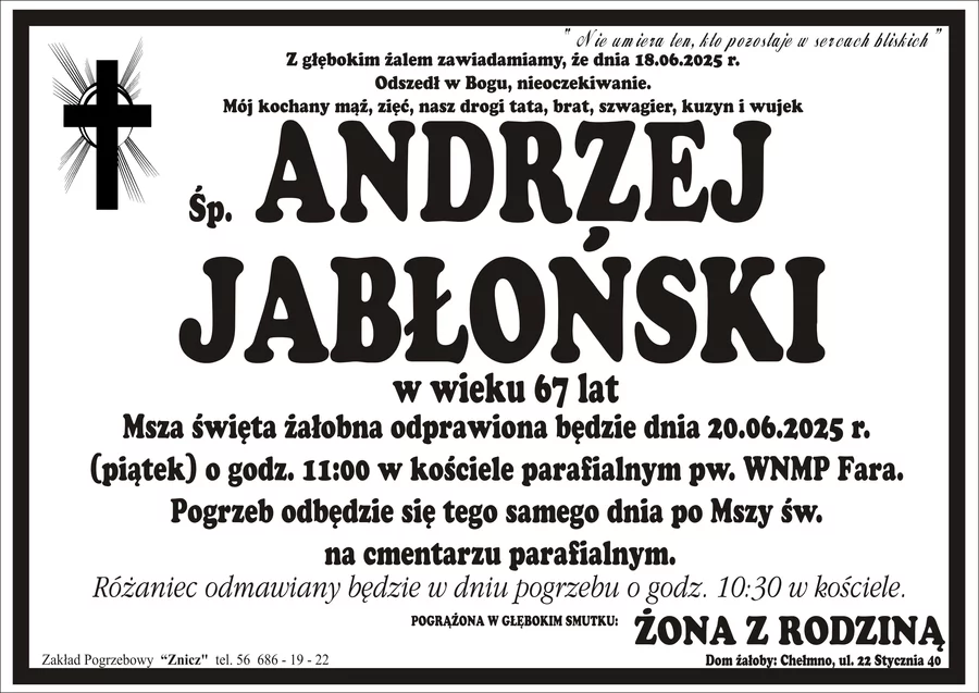 W komentarzach wpisujemy wspomnienia i kondolencje.