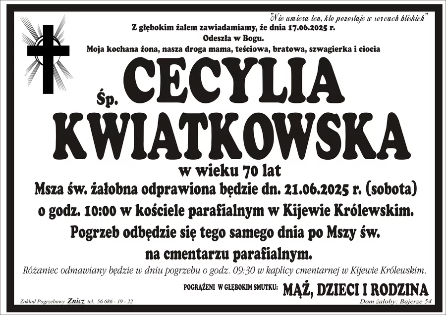 W komentarzach wpisujemy wspomnienia i kondolencje.