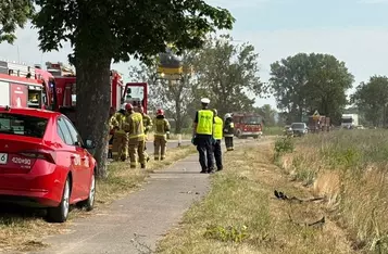 Wypadek w Nowych Dobrach pod Chełmnem/ Fot. KP PSP Chełmno/ OSP Chełmno