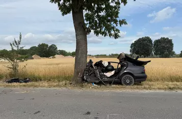 Wypadek w Nowych Dobrach pod Chełmnem/ Fot. KP PSP Chełmno/ OSP Chełmno