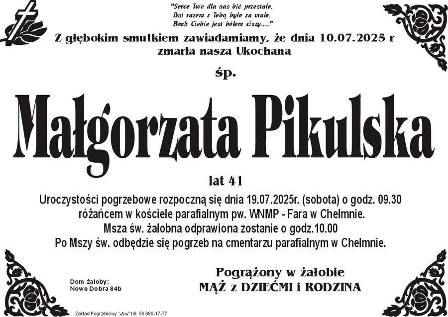 W komentarzach wpisujemy wspomnienia i kondolencje.