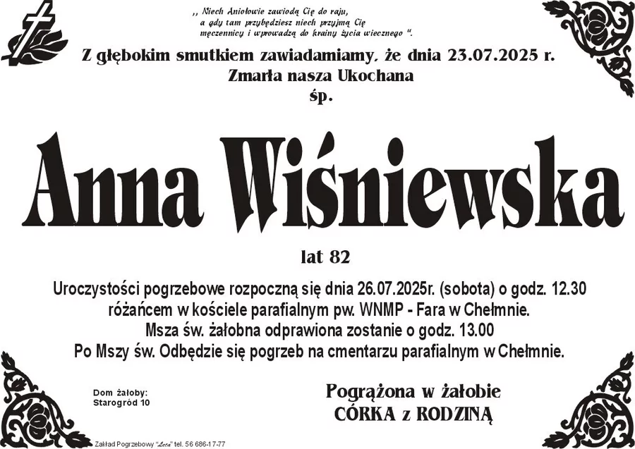W komentarzach wpisujemy wspomnienia i kondolencje.