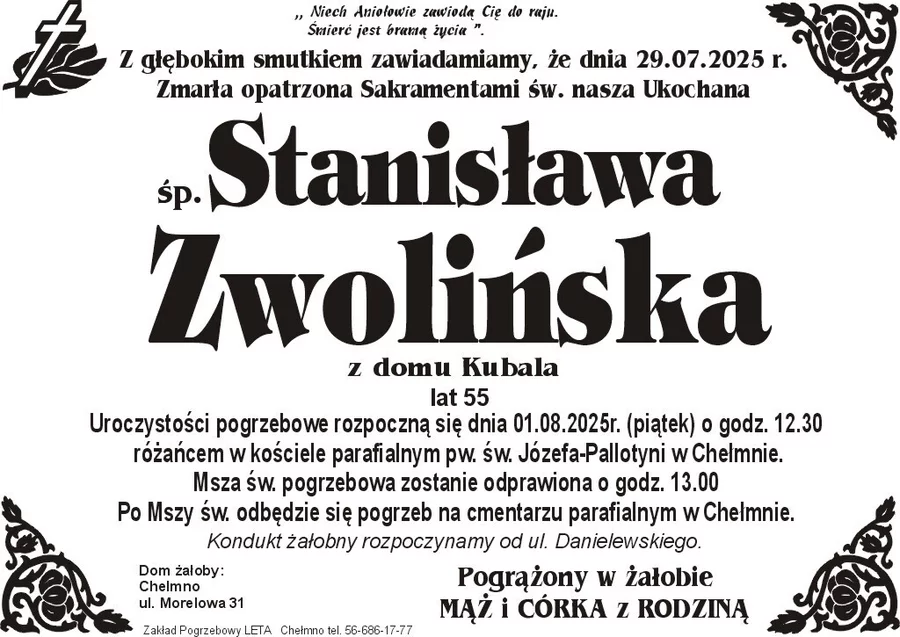 W komentarzach wpisujemy wspomnienia i kondolencje.