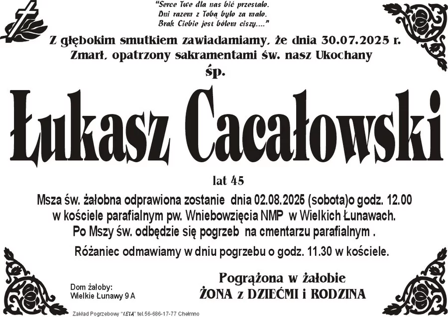 W komentarzach wpisujemy wspomnienia i kondolencje.