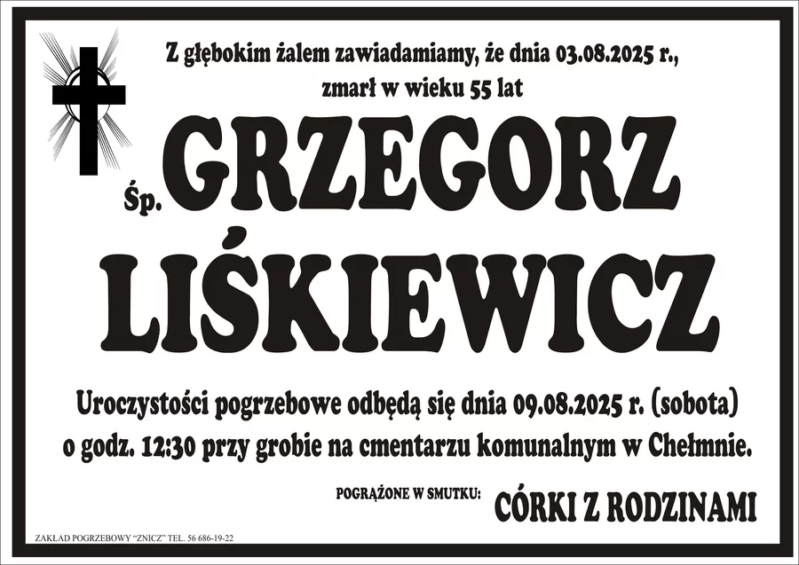 W komentarzach wpisujemy wspomnienia i kondolencje.