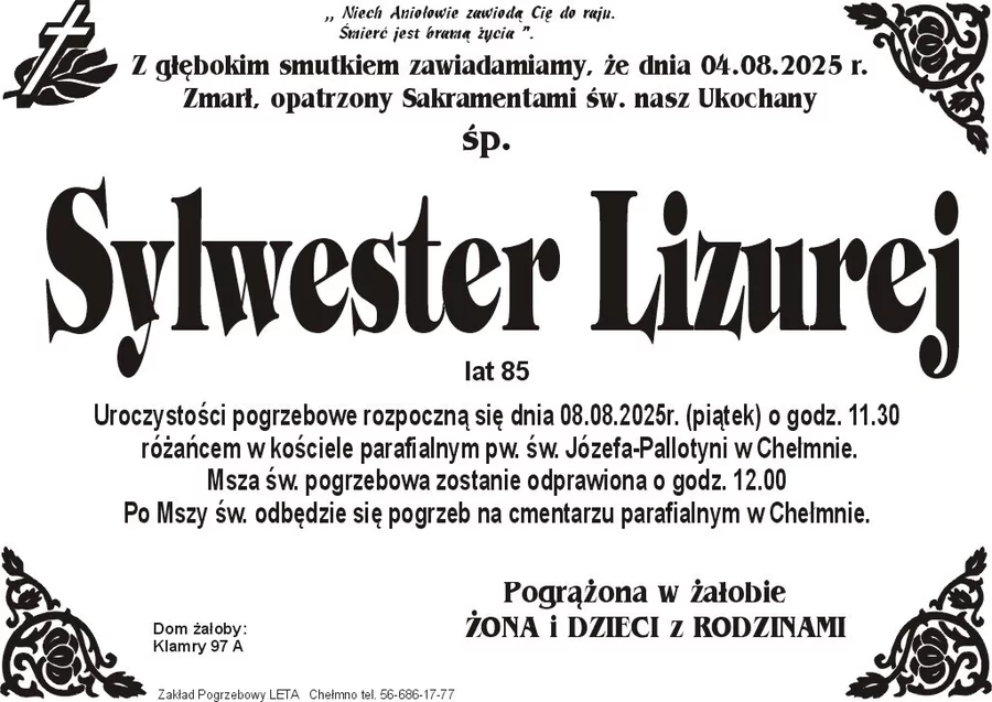 W komentarzach wpisujemy wspomnienia i kondolencje.