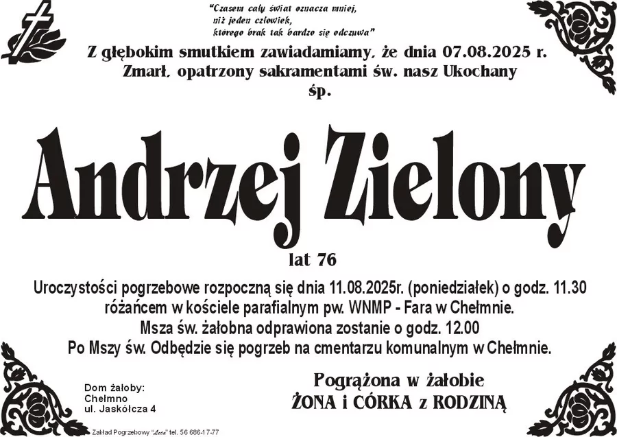 W komentarzach wpisujemy wspomnienia i kondolencje.