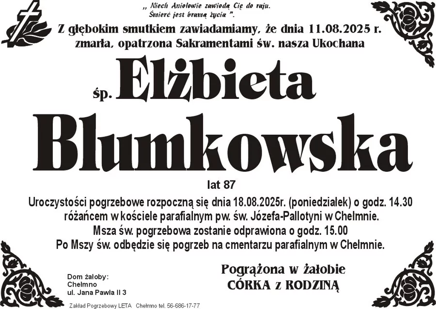 W komentarzach wpisujemy wspomnienia i kondolencje.
