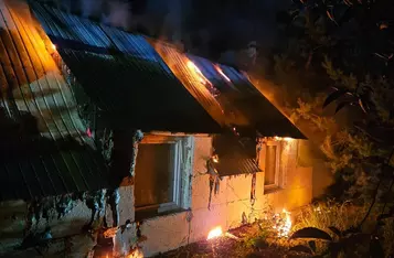 Pożar domu w Bieńkówce w gminie Chełmno/ Fot. OSP Bieńkówka