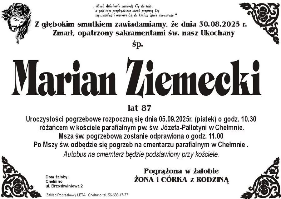 W komentarzach wpisujemy wspomnienia i kondolencje.