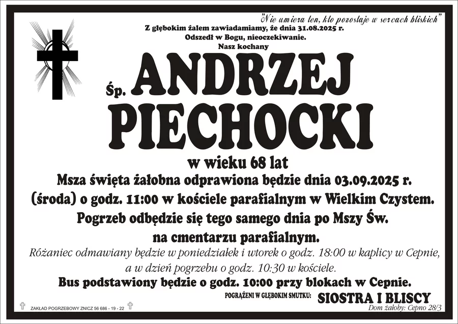 W komentarzach wpisujemy wspomnienia i kondolencje.