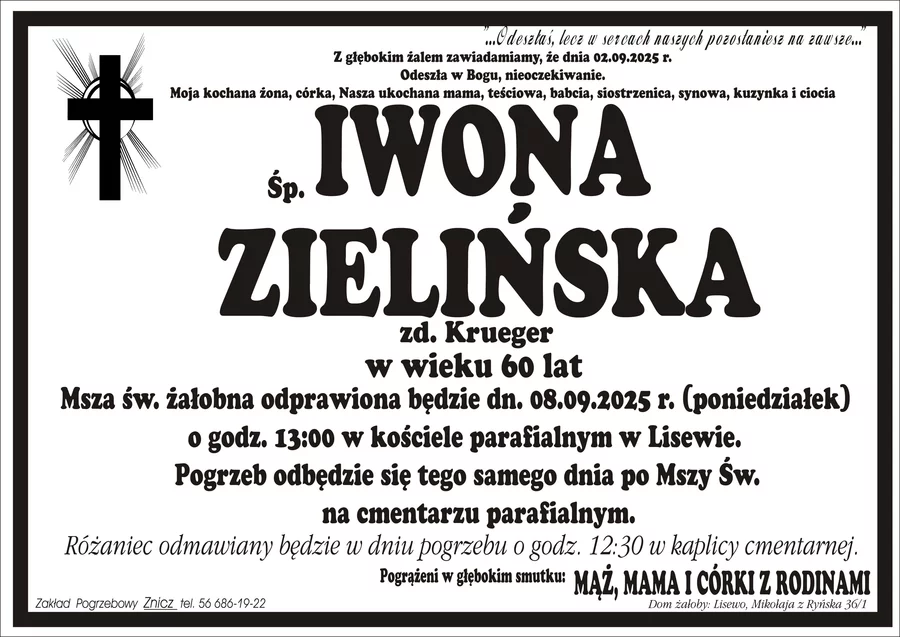 W komentarzach wpisujemy wspomnienia i kondolencje.