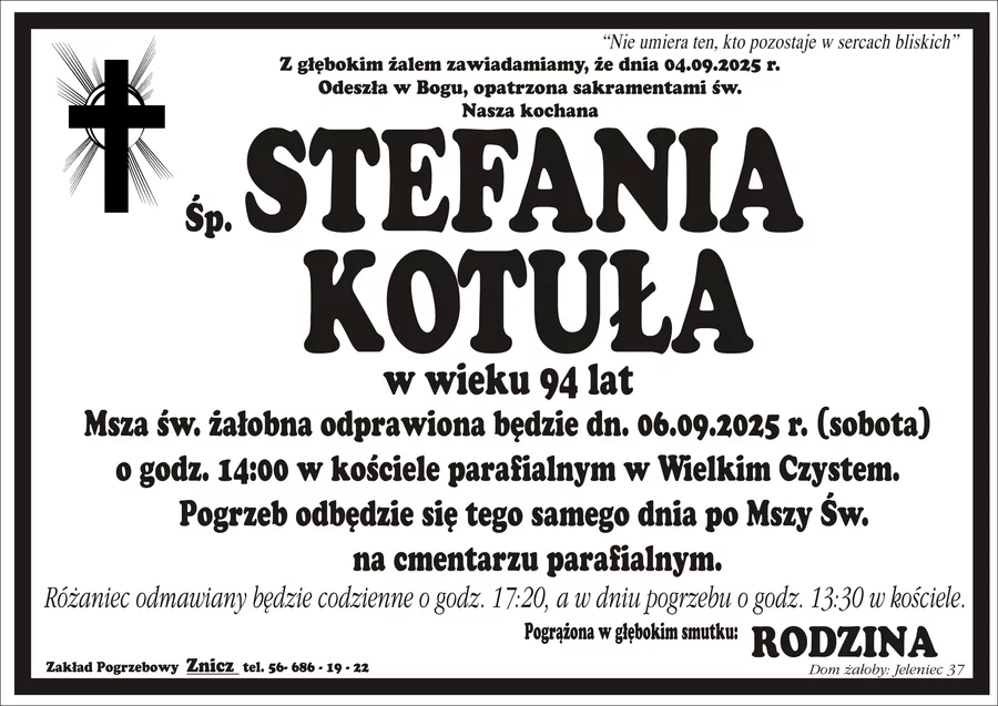 W komentarzach wpisujemy wspomnienia i kondolencje.