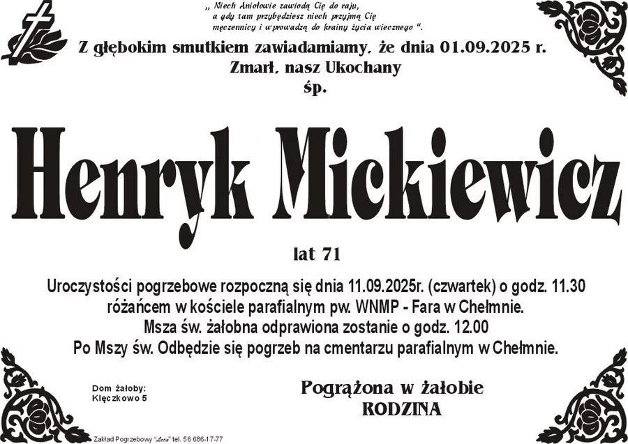 W komentarzach wpisujemy wspomnienia i kondolencje.