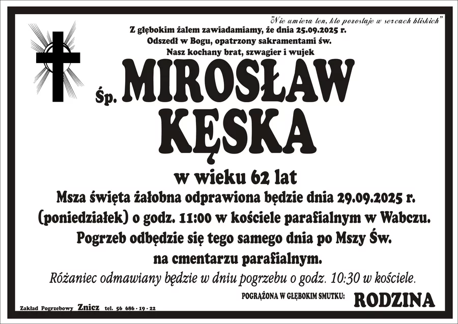 W komentarzach wpisujemy wspomnienia i kondolencje.