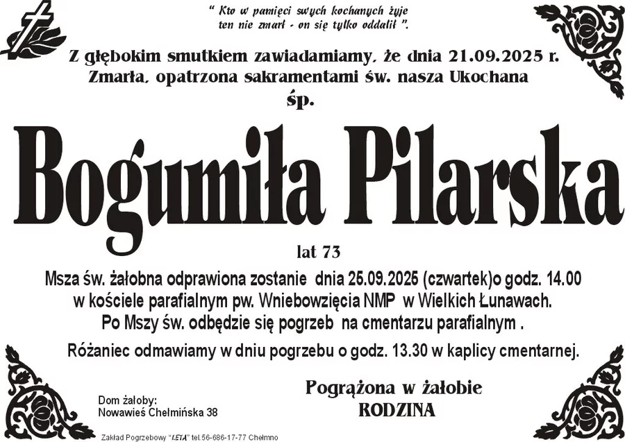 W komentarzach wpisujemy wspomnienia i kondolencje.